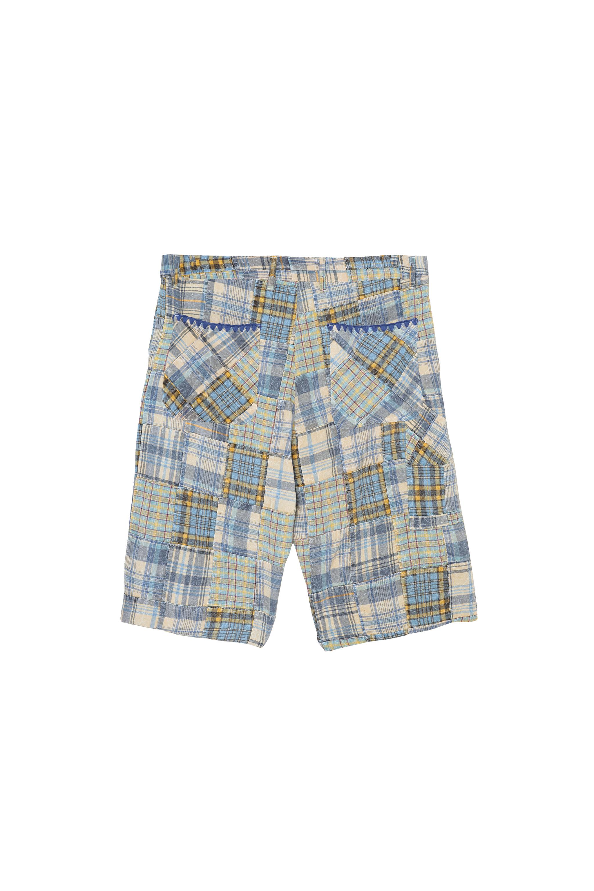 RELAXED FIT PLAID PATCHWORK SHORTS